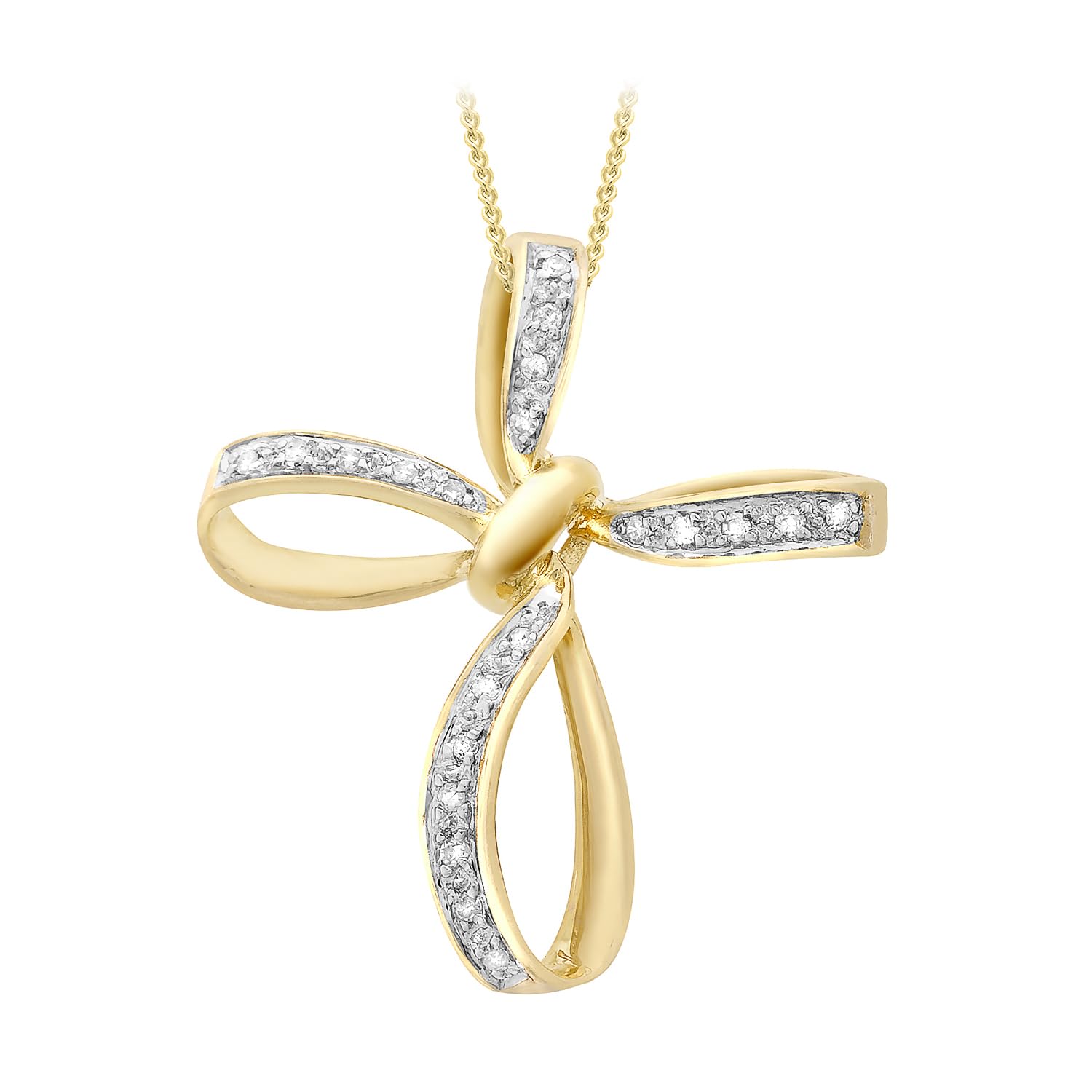 Collana Ciondolo Croce Oro Bianco 18kt con diamanti Brillanti