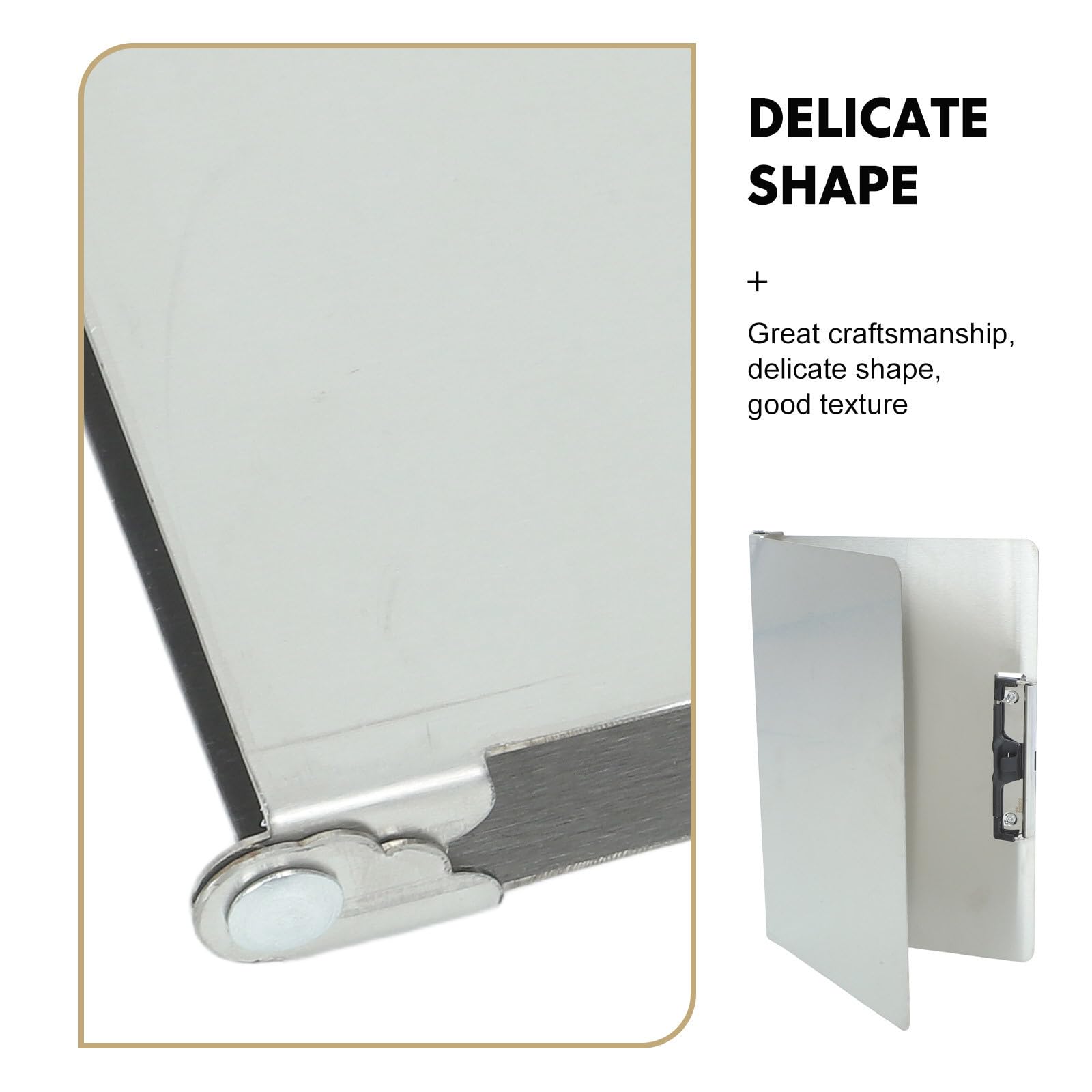 Portapapeles Plegable Carpeta Portapapeles Ultrafina Plata de Acero Inoxidable Bordes Redondeados, Estabilidad para Hojas, para Trabajo de Campo y Aula, para Profesionales
