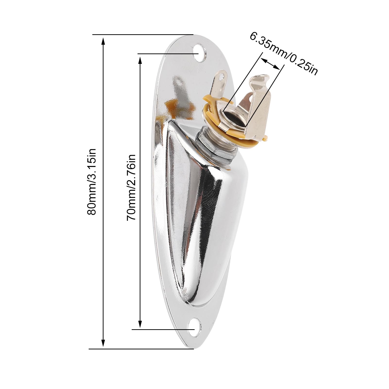 Gitarowe gniazdo gniazda łodzi 6,35 mm metalowy gitarę elektryczną gniazdo wyjściowe z 2 utrwalekami dla gitar elektrycznych stratowych (GT50 Silver)