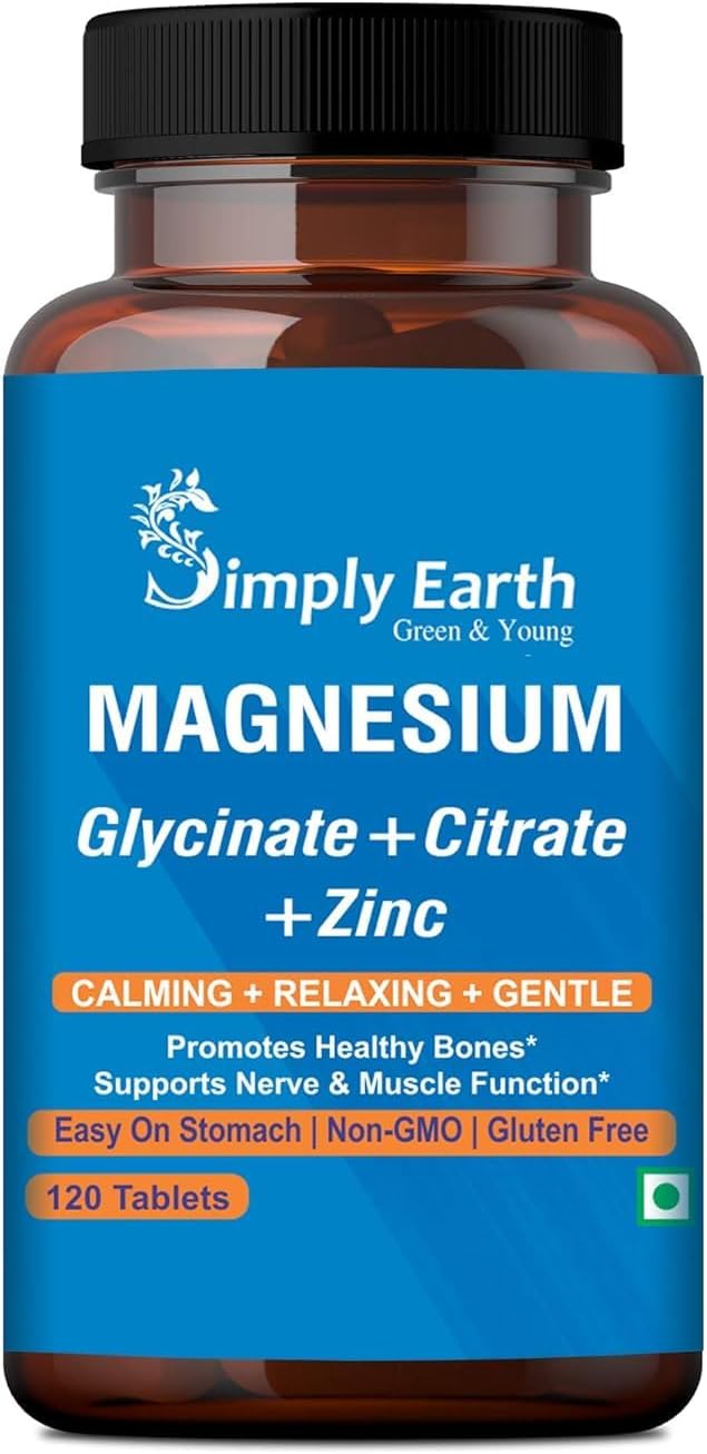 Magnesium Complex supplements - 120 Veg Tablets with Magnesium Glycinate; Citrate; Oxide & added Zinc - Promotes Healthy Bones; Supports Nerve & Muscle Function