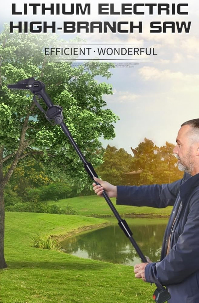 Mini piła łańcuchowa, piła łańcuchowa do wysokich gałęzi ze zdejmowanym drążkiem teleskopowym, akumulatorowa piła na wysięgniku, akumulatorowa przycinarka do krzewów kwitnących drzew