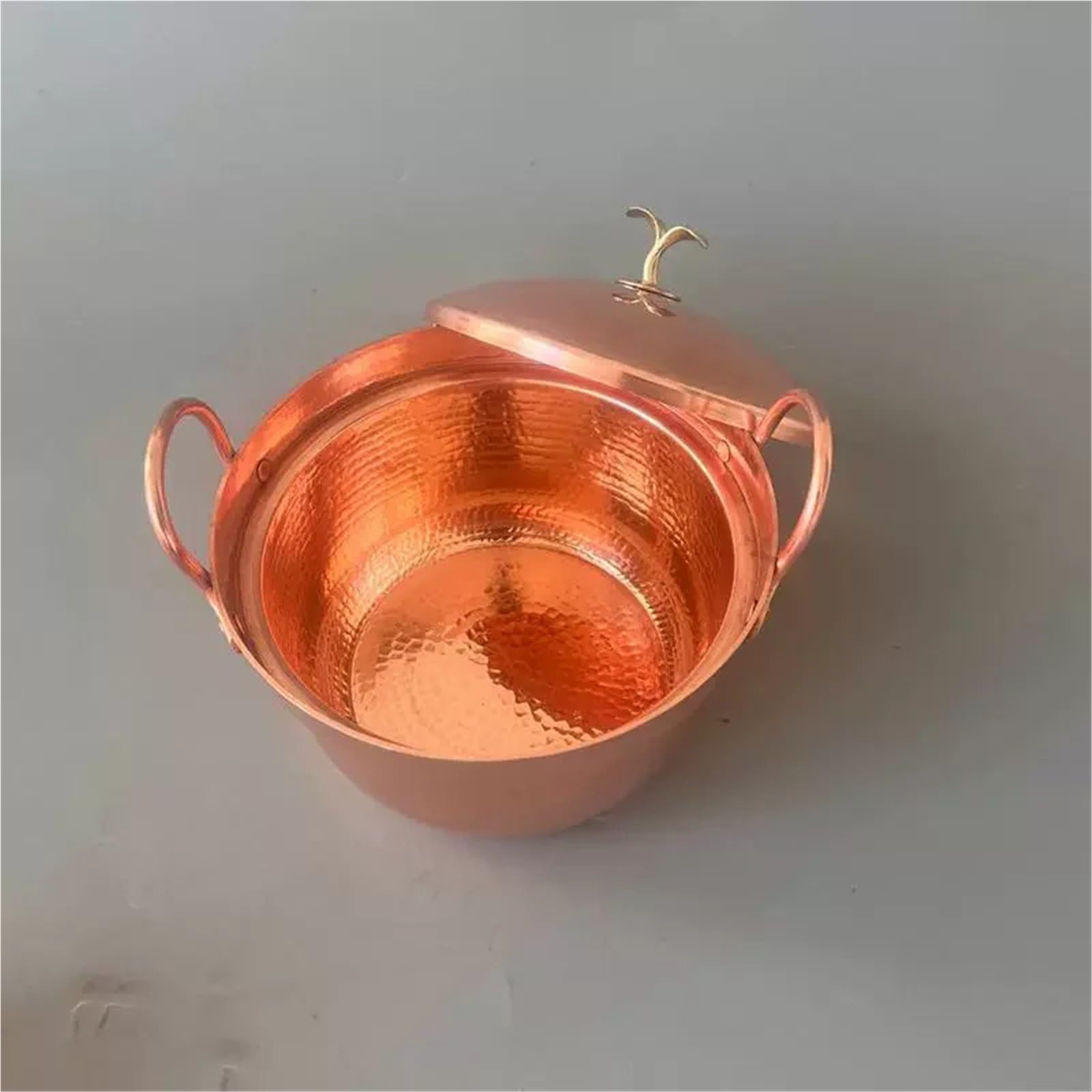 Hammered Kupfertopf Sukiyaki-Topf aus reinem Kupfer, individuell geschmiedet, handgehämmert, Doppelgriff, dicke Nudeln, heiß kochen(S)