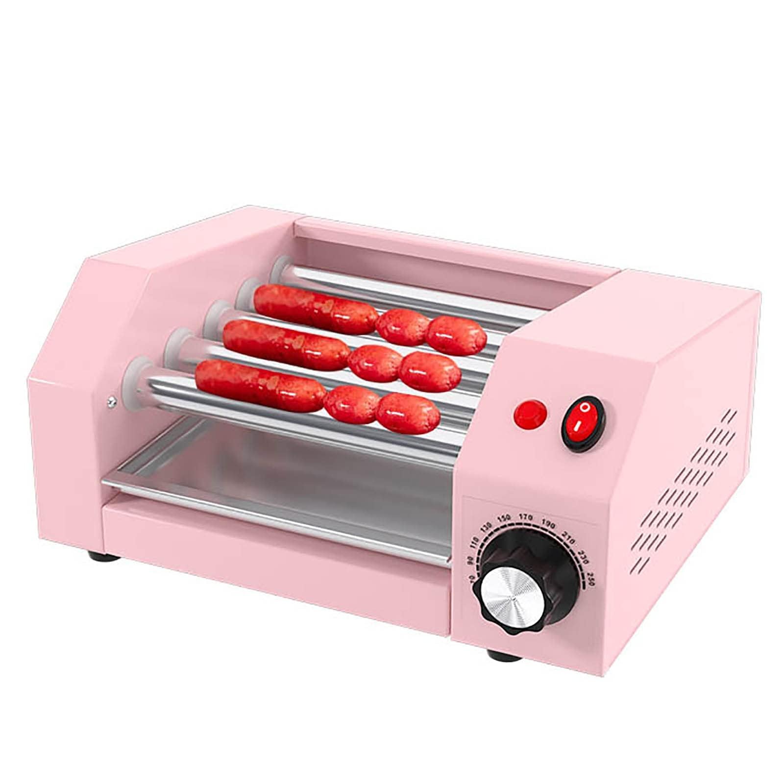 AYCDL Countertop Hot Dog Roller Machine, Sausage Grill Cooker W, 0-250 Temperature Control, Sausage Roasting Hot Dog Electric Cooker,Blue,Pinks