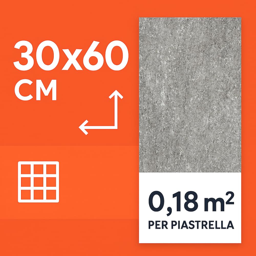 FORTUNATO Piastrella Interni Gres Porcellanato Rettificata Serie Quarz Antracite Finitura R10 Spessore 10 mm 30x60 cm (Antracite, 1,08 m²)