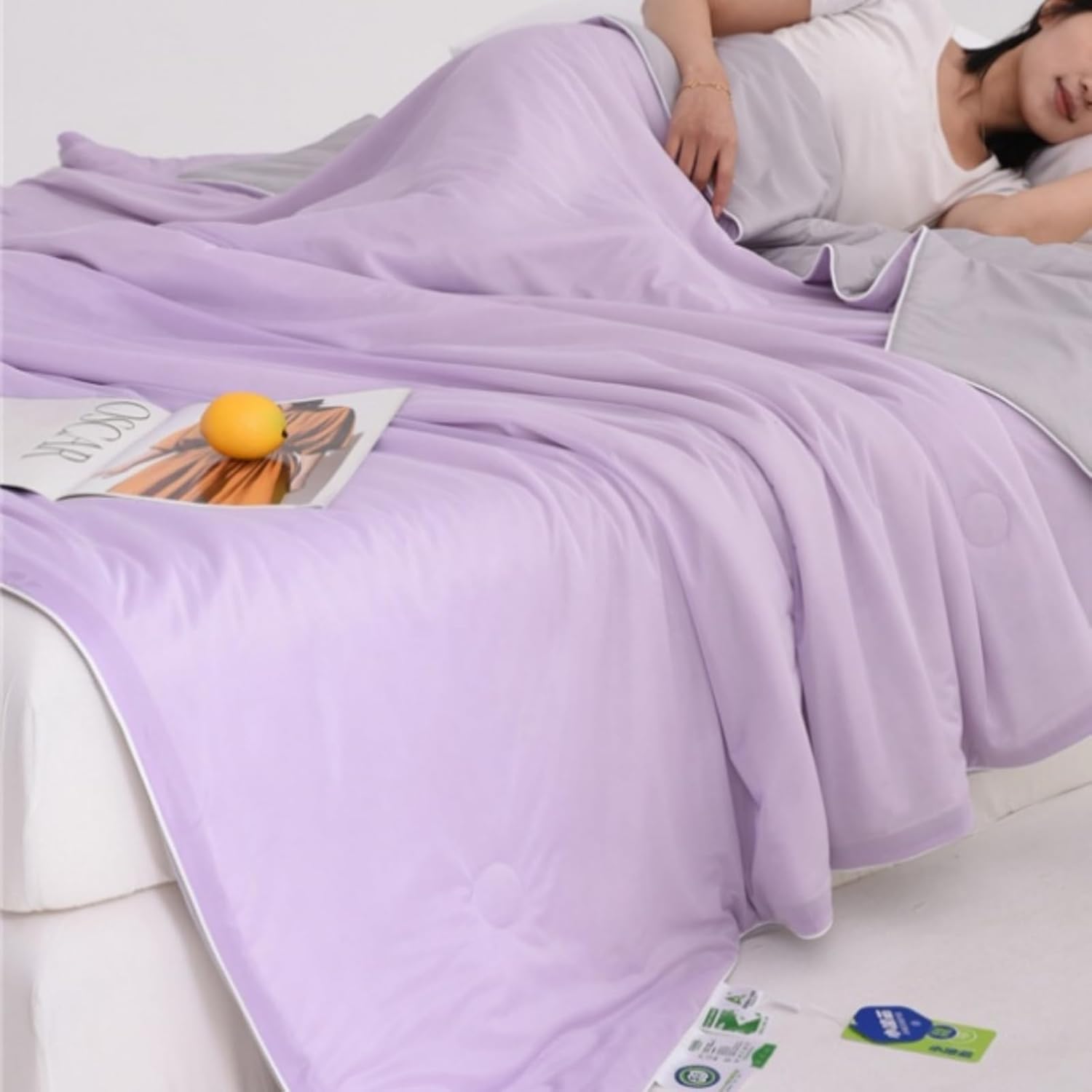 VUIKLCty Cool-touch Fibre Summer Blanket, Suitable For Beds, Sofas, Chairs And Travel (blanket Only)(Purple 03,180x220cm)