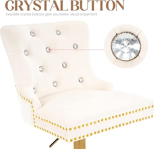 Miniatura 18 de Taburete de bar ajustable, silla de terciopelo con función giratoria y base negra, taburete de altura de mostrador para cocina, comedor y muebles de