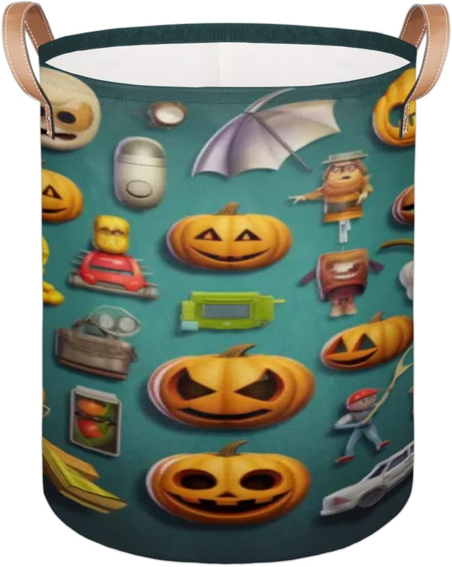 Accessories Halloween Round Laundry Basket with Handles 70L Large Laundry Hamper Collapsible Polyester Dirty Clothes Storage Bucket Tall Organizer Basket for Nursery Bathroom Decor