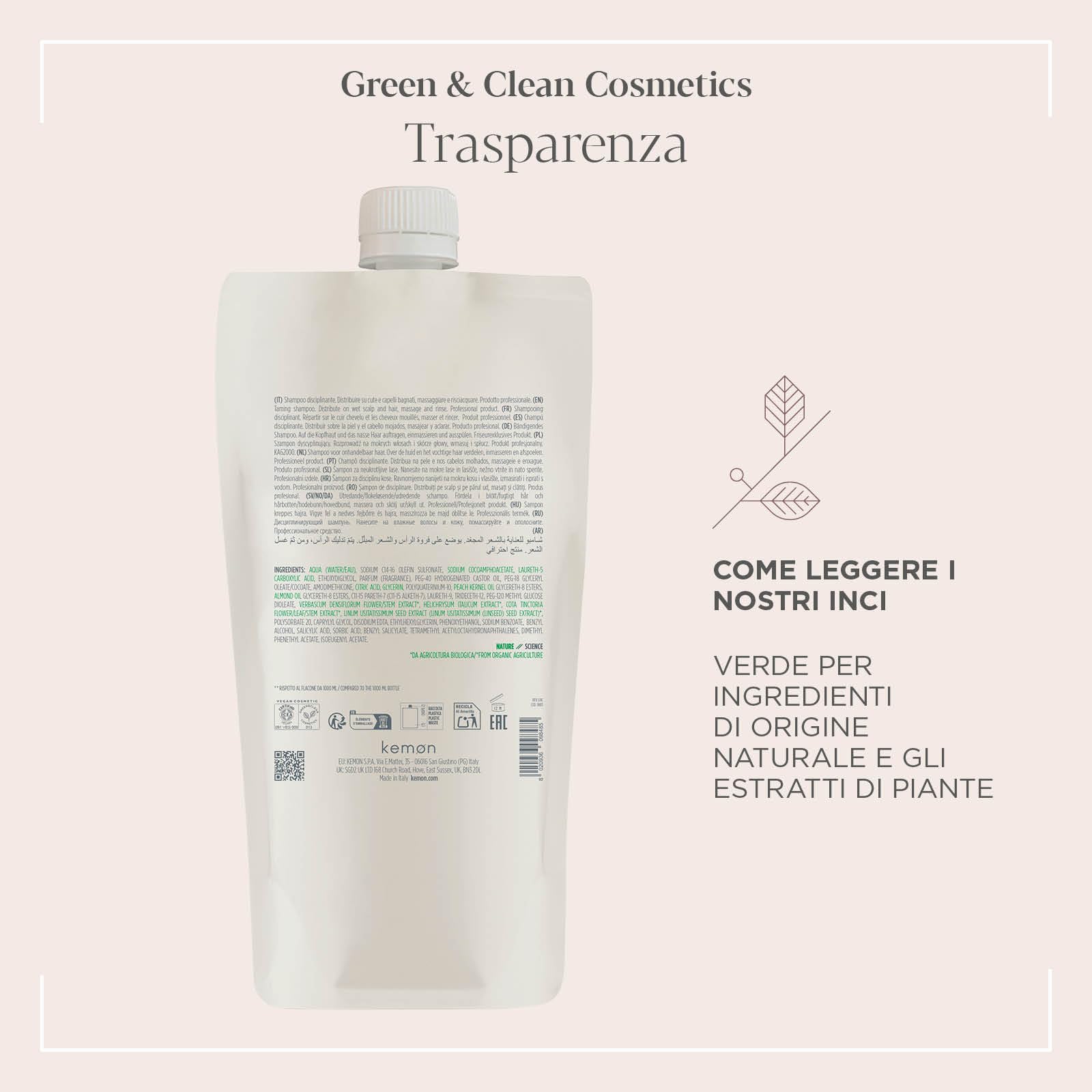 Actyva - Disciplina Shampoo, feuchtigkeitsspendend und entwirrend für krauses Haar, mit Hyaluronsäure und Mandelöl, Seideneffekt - 1000 ml