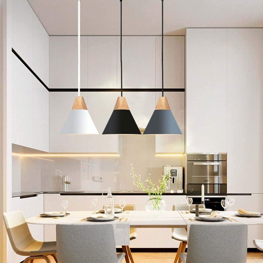 Suspension Moderne Bois Et Métal E27 Rétro Lustre Aluminium Luminaires