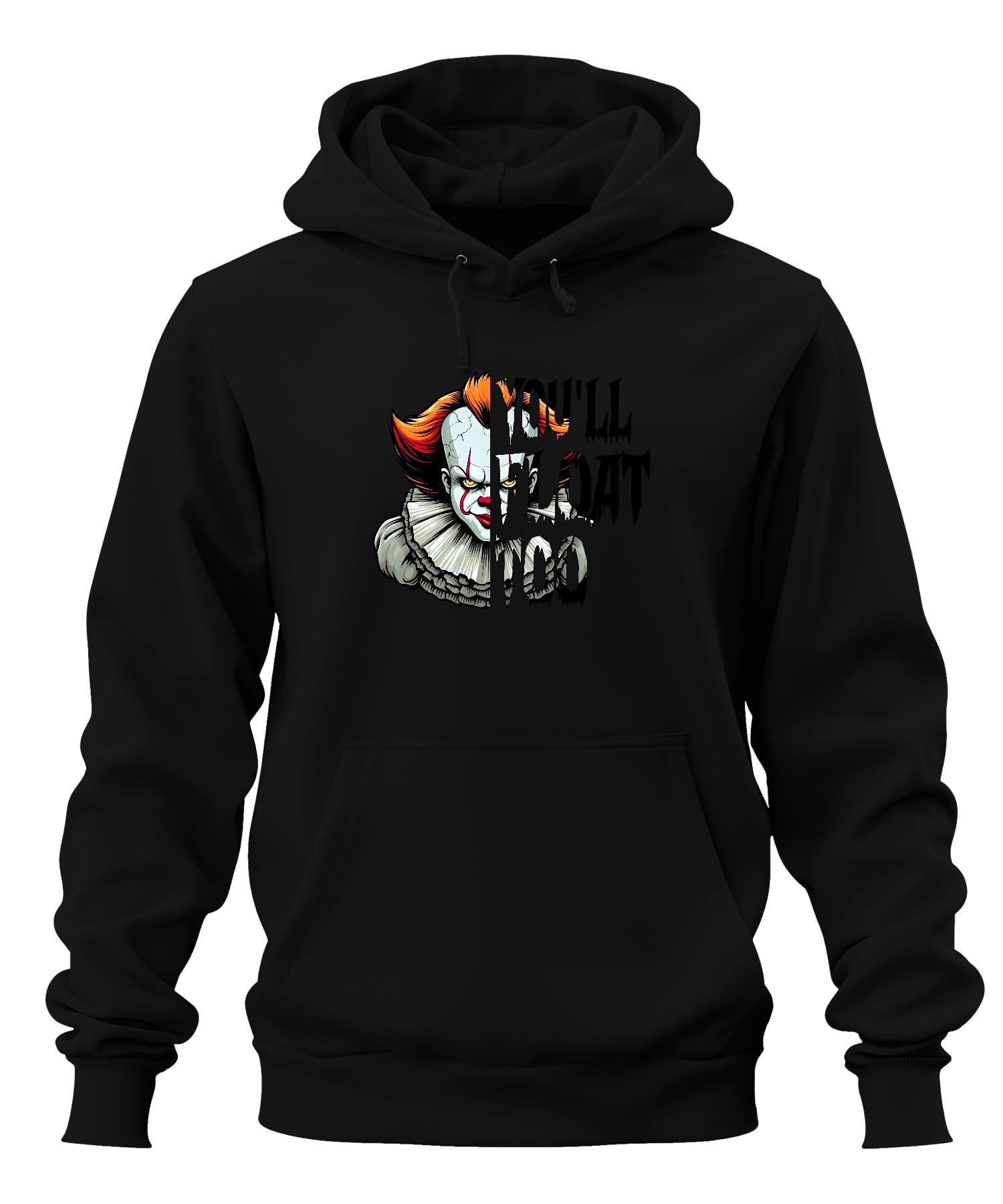 Printera Unisex Black Pennywise Horror Clown Scary Halloween Retro Vintage Scary Hoodie Hoodie, Xxl