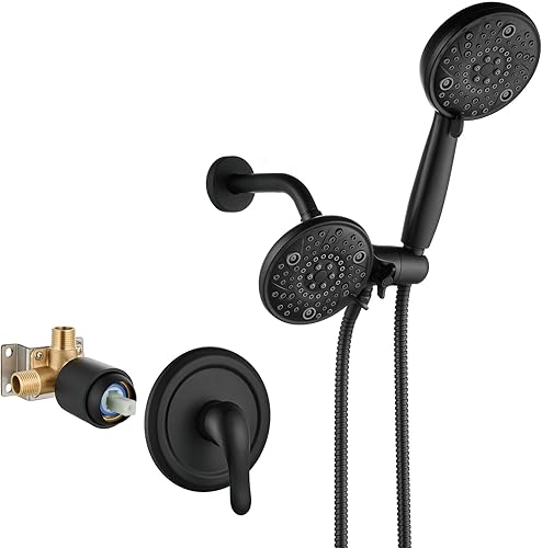 Miniatura 8 de Aolemi Sistema de ducha de bronce aceitado de doble función, cabezal de ducha de lluvia 2 en 1 de 8 ajustes y grifo rociador manual de 8 ajustes,