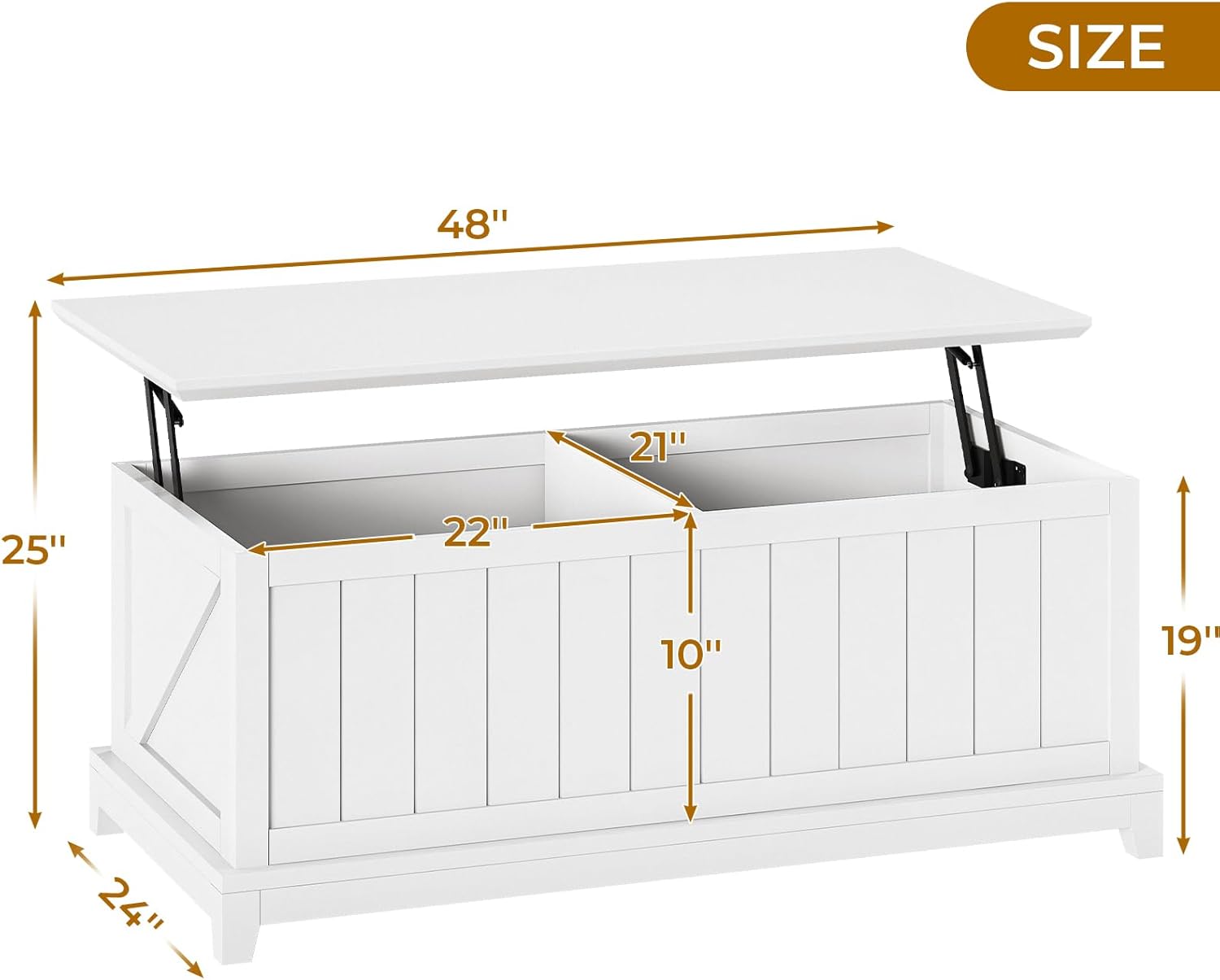 White Wood and Metal Lift-Top Storage Cocktail Table