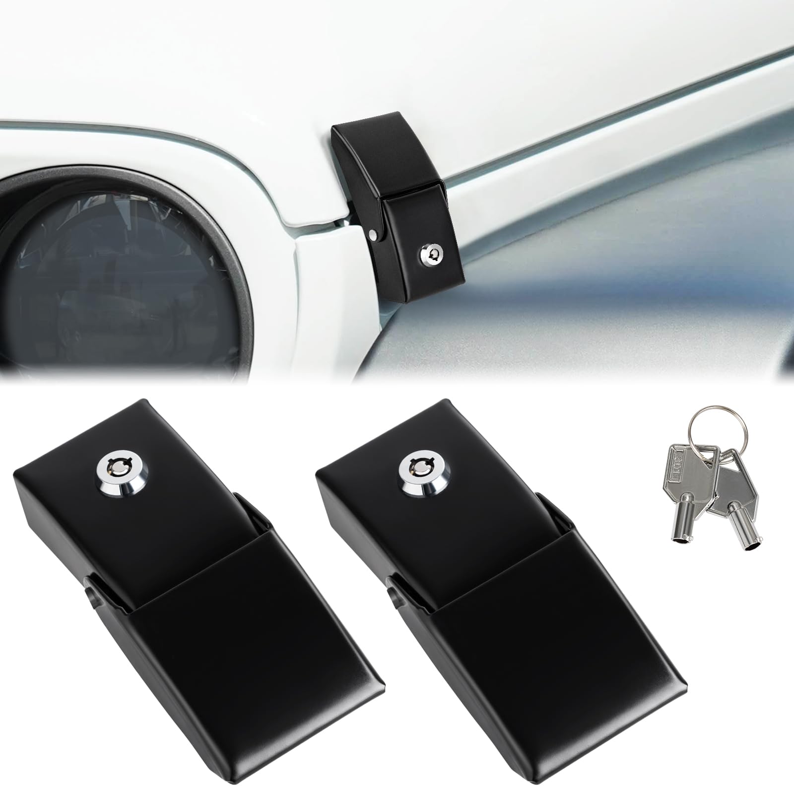 Hood Latches Locking Jeep JL JK Hood Lock with Key Compatible with Jeep Wrangler JK/JKU 2007-2018, JL/JLU 2018-2025 &amp; Jeep Gladiator JT 2020-2025