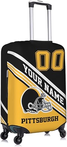 Vista 3 de Funda de equipaje personalizada, funda de maleta personalizada, diseña tu nombre y número, protector de equipaje elástico lavable, Pittsburgh