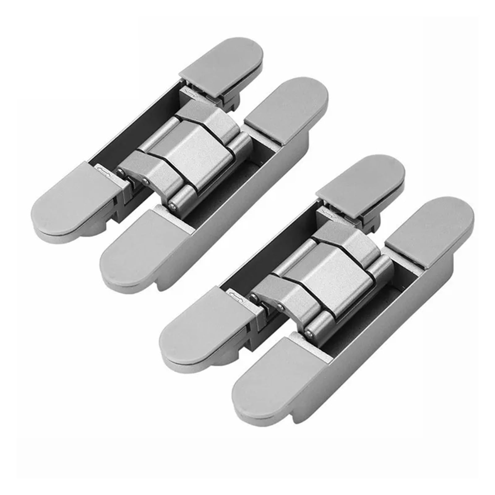 Verstecktes Kreuzscharnier aus Metall | Schwarz und Silber, 2 Stück, 40/80 kg, 180 Grad verstellbar, unsichtbares Flügel-Innentor(40kg-silver)