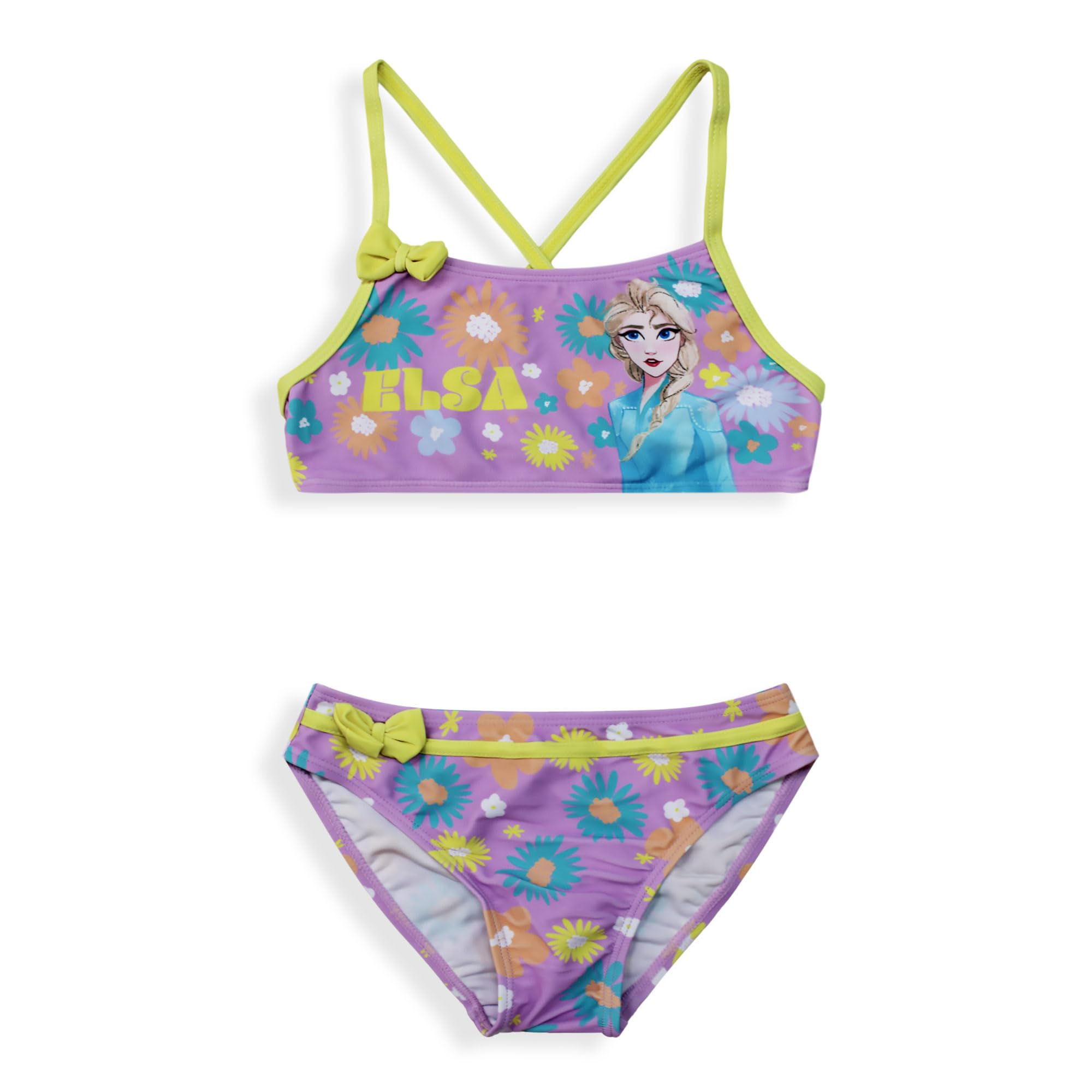 Disney Traje de baño bikini playa niña Frozen Elsa 2 piezas con lazos 6667