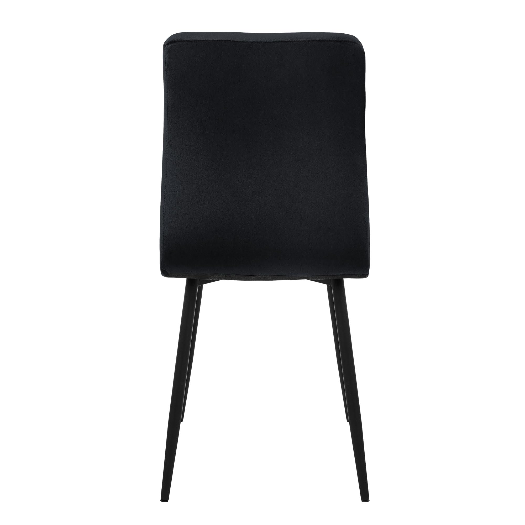 ML-Design Set de 4X Sillas de Comedor con Respaldo Asiento Ergonómico Acolchado Tapizado de Terciopelo Negro con Patas de Metal Sillón de Diseño Moderno para Mesa de Salón, Escritorio o Cocina