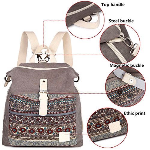 Backpack Purse Women Girls Canvas Backpack/Rucksack Convertible Shoulder Bag Casual Daypack Medium #TOP4