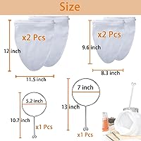 Vista 3 de 4 bolsas coladoras de malla extrafina con asa, colador de té tailandés reutilizable, estopilla para colar nueces, café, leche, jugos de miel, aceite