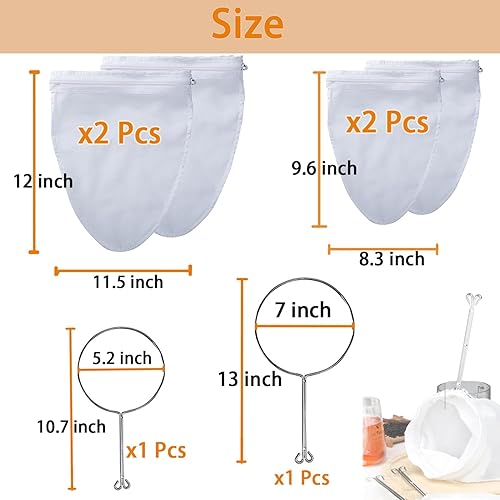 Miniatura 3 de 4 bolsas coladoras de malla extrafina con asa, colador de té tailandés reutilizable, estopilla para colar nueces, café, leche, jugos de miel, aceite