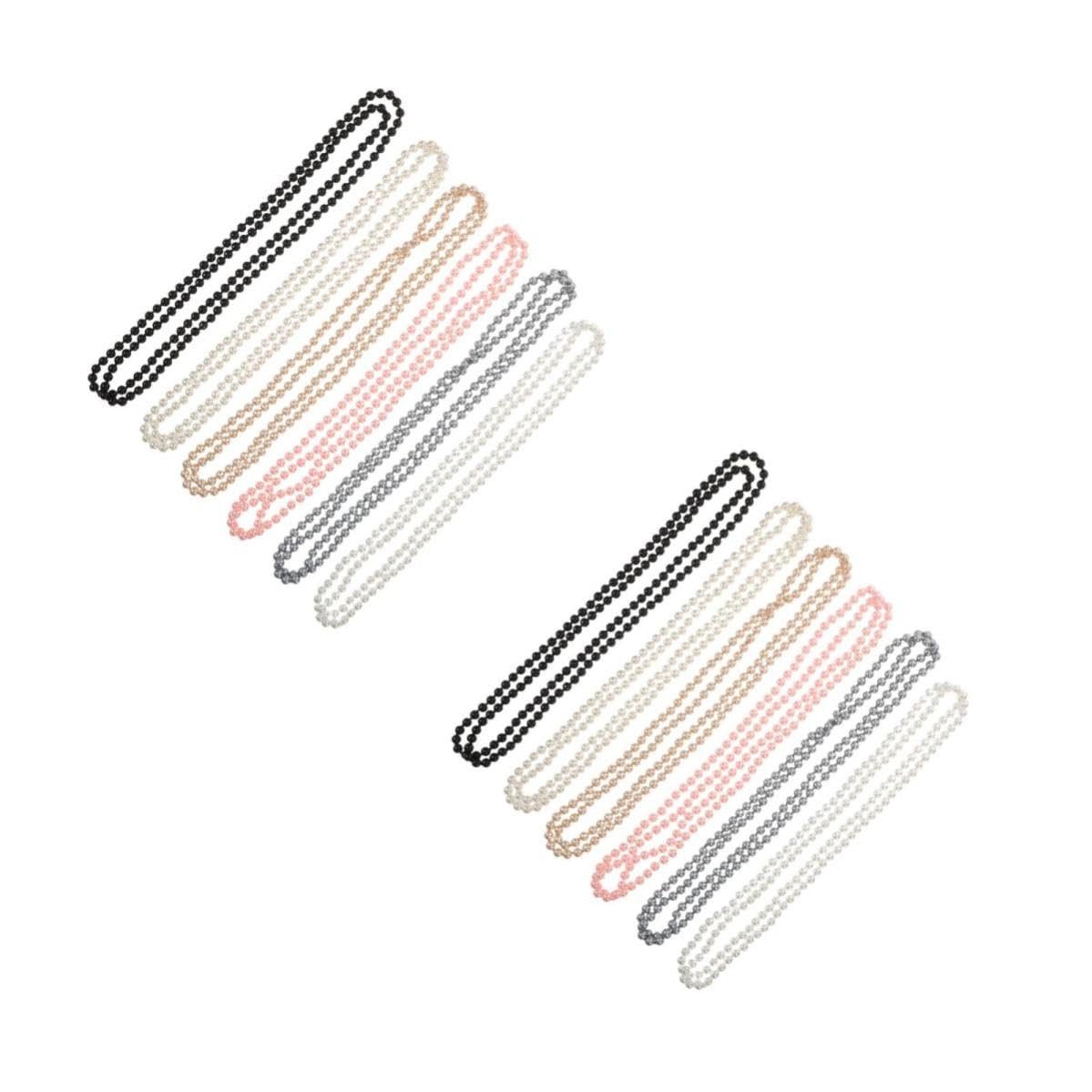 Kisangel 12 Piezas Collar Largo de Perlas Simuladas Blanco de Vidrio Estilo