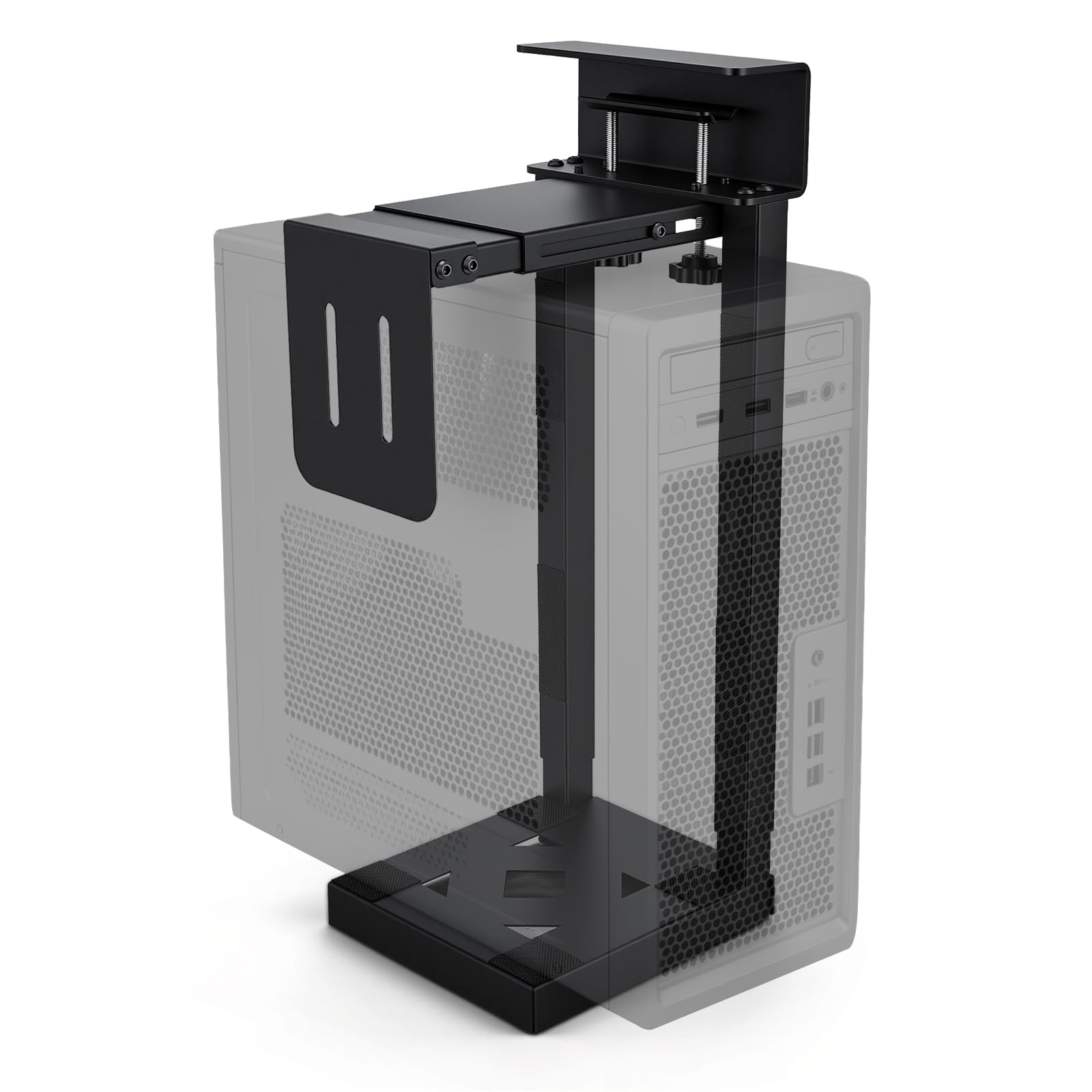 30KG Heavy-Duty PC-Halterung unter Schreibtisch, vertikale Montage, Ohne Bohren,Verstellbare PC-Halterung mit Schutzpolstern, 16,1"-25,6" Höhe, ideal für Büro, Zuhause, Klassenraum