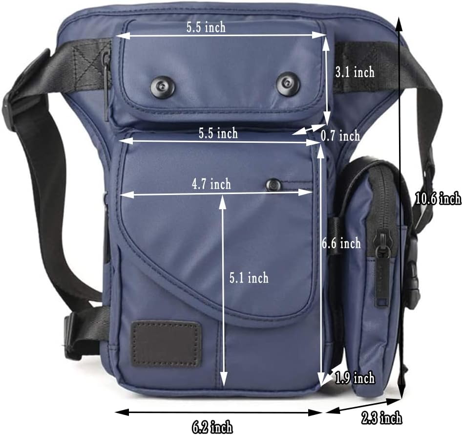 Drop Leg Bag Motorcycle Bike Outdoor Hiking Cycling Fanny Pack Travel Sports Riding Fishing Camping Walking Thigh Waist Pouch for Men Women Casual Sling Daypack F-Blue