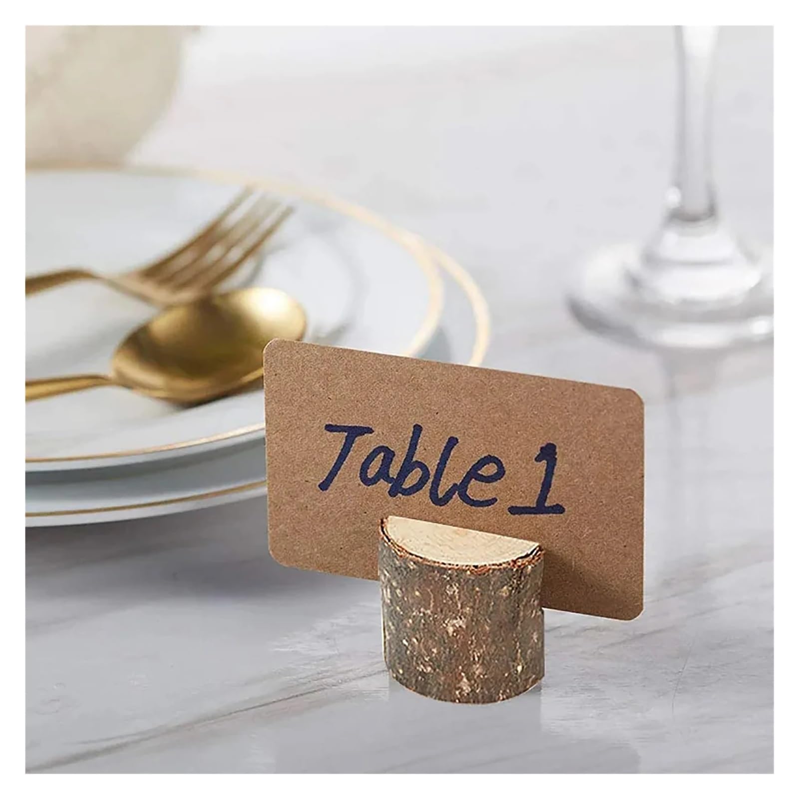 Kleine natürliche Holz Platzkartenhalter Ständer Hochzeit Party Geburtstag Tisch Nummer Halter