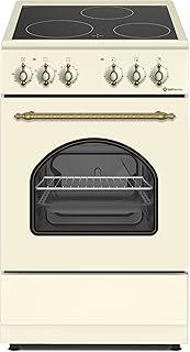 COCINA VITROCERÁMICA CON HORNO ELECTRICO SOLTHERMIC CREMA RÚSTICA ACABADOS DORADOS/50 CM ancho, 3 FUEGOS/HORNO ELECTRICO