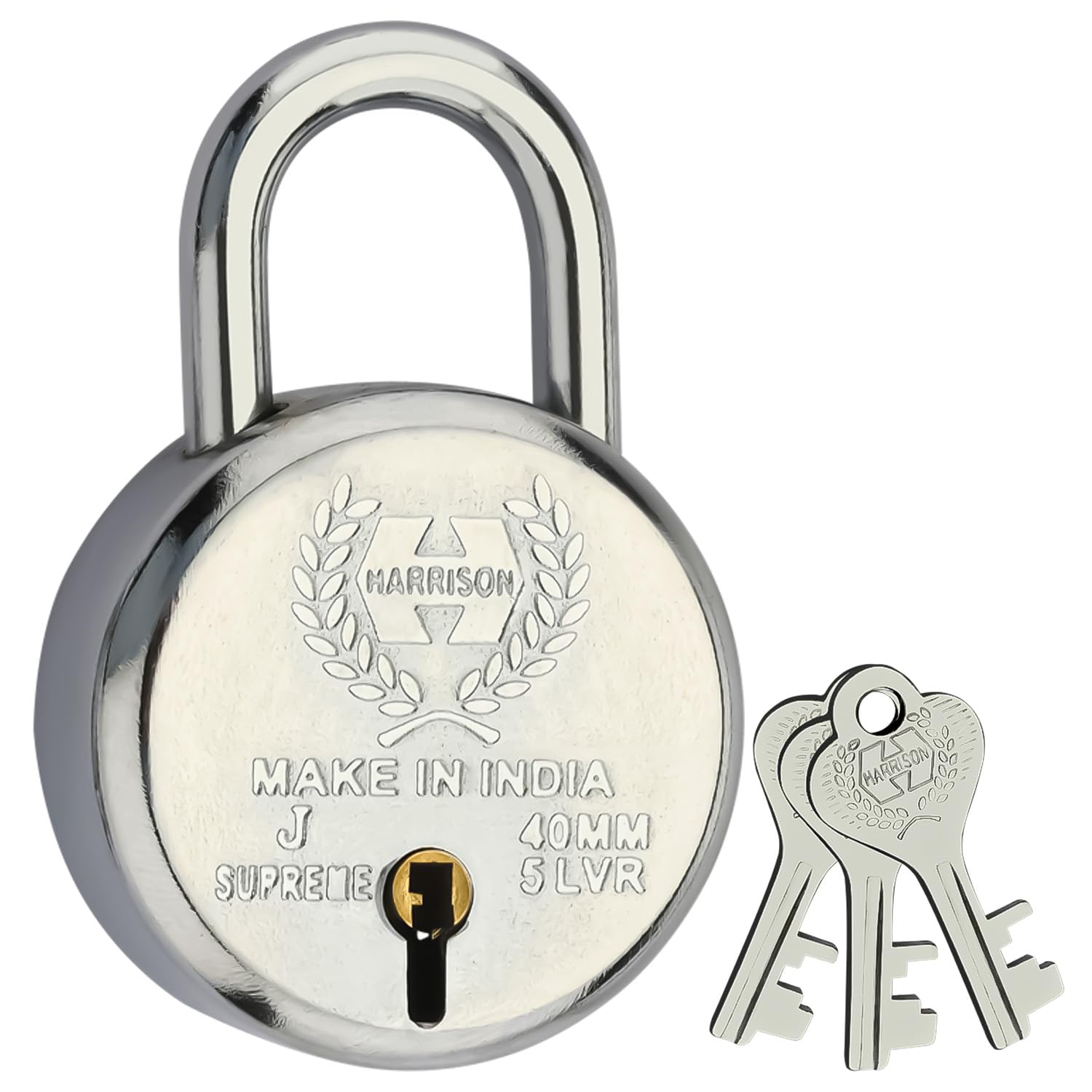 Harrison J-6/BCP-0447_PK 2 4 Levers Padlock With 2 Keys (Silver, Steel Finish) — Amazon image 6