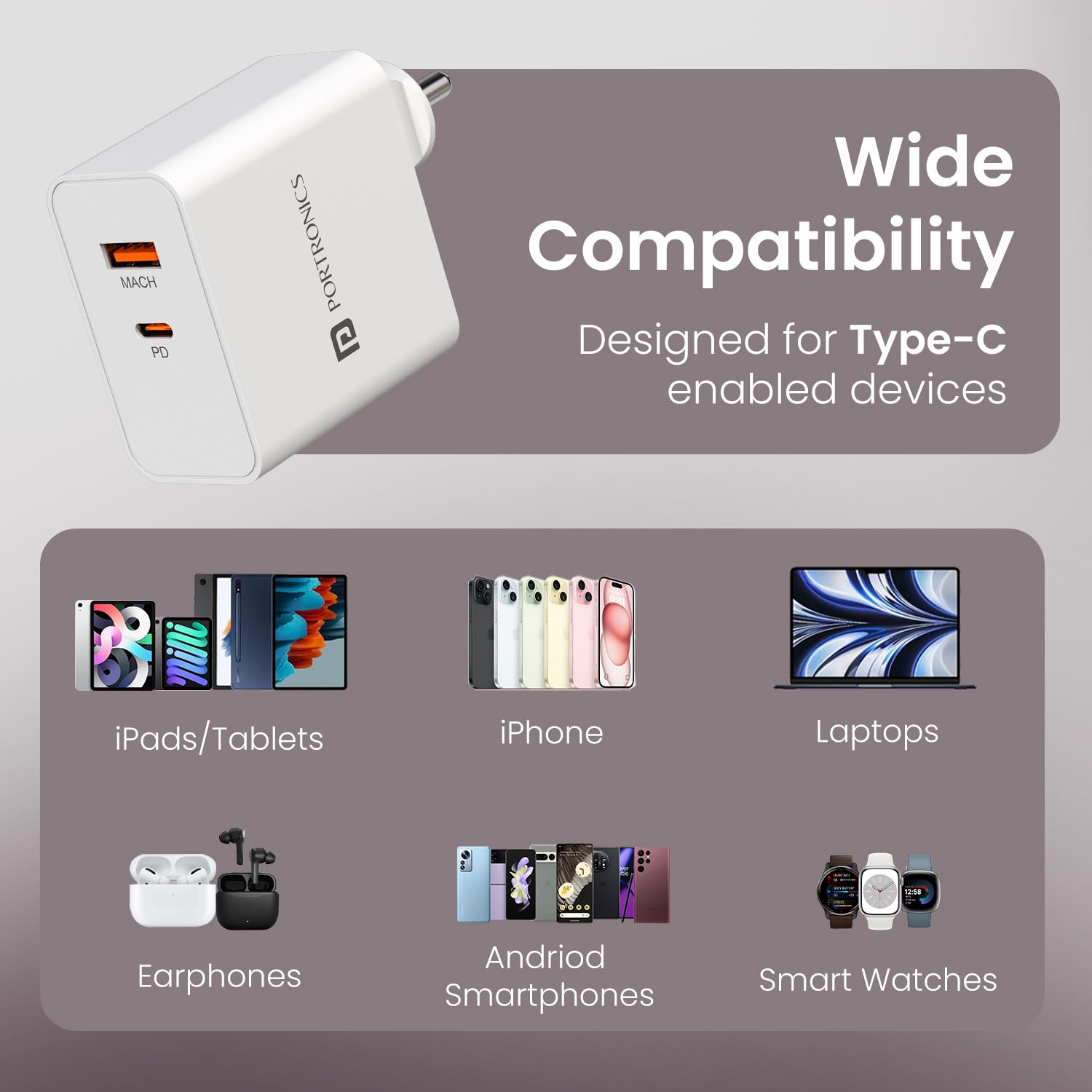 Portronics 45W Fast Charger - Dual USB Charging -5