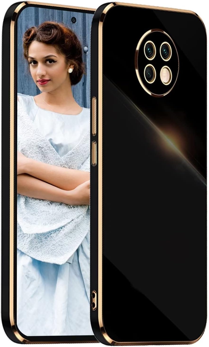 NEINEI Funda para Xiaomi Redmi Note 9T 5G,Carcasa Espejo Silicona Shockproof Diseño Minimalista Caso,Ultradelgado Elegante Color Brillante Enchapado TPU Case Cover,Negro