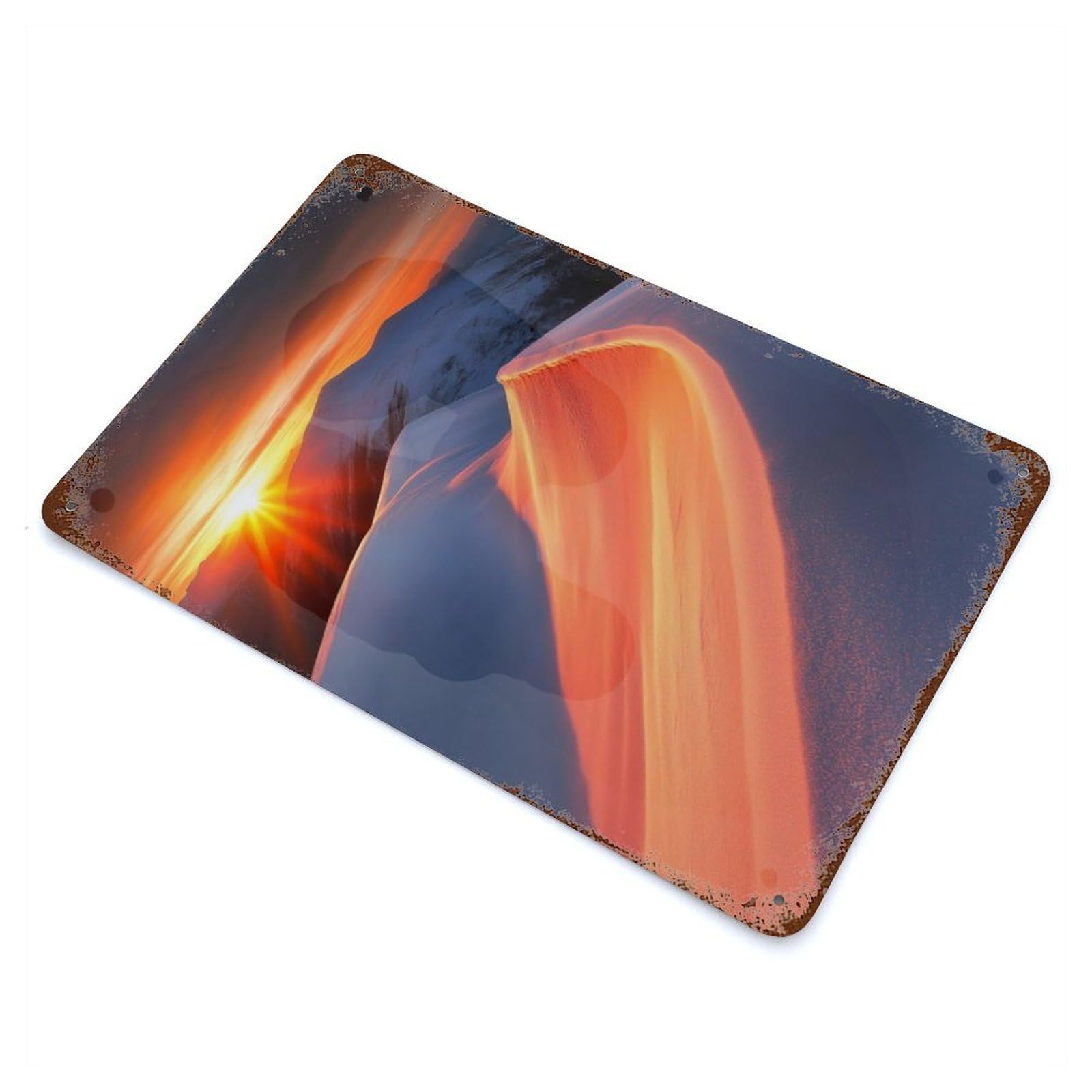 Sunrise Over Snowy Mountains Decorative Tin Sign 11.8"x7.9", for Bistro, Counter And Cafe Decor, Classic Wall Plaque