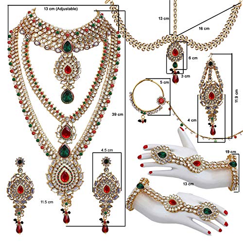 Image of Lucky Jewellery Designer Gold Plated Dulhan Bridal Jewelry Set 8 Pcs. for Girls & Women (3600-WZK-PARENT)