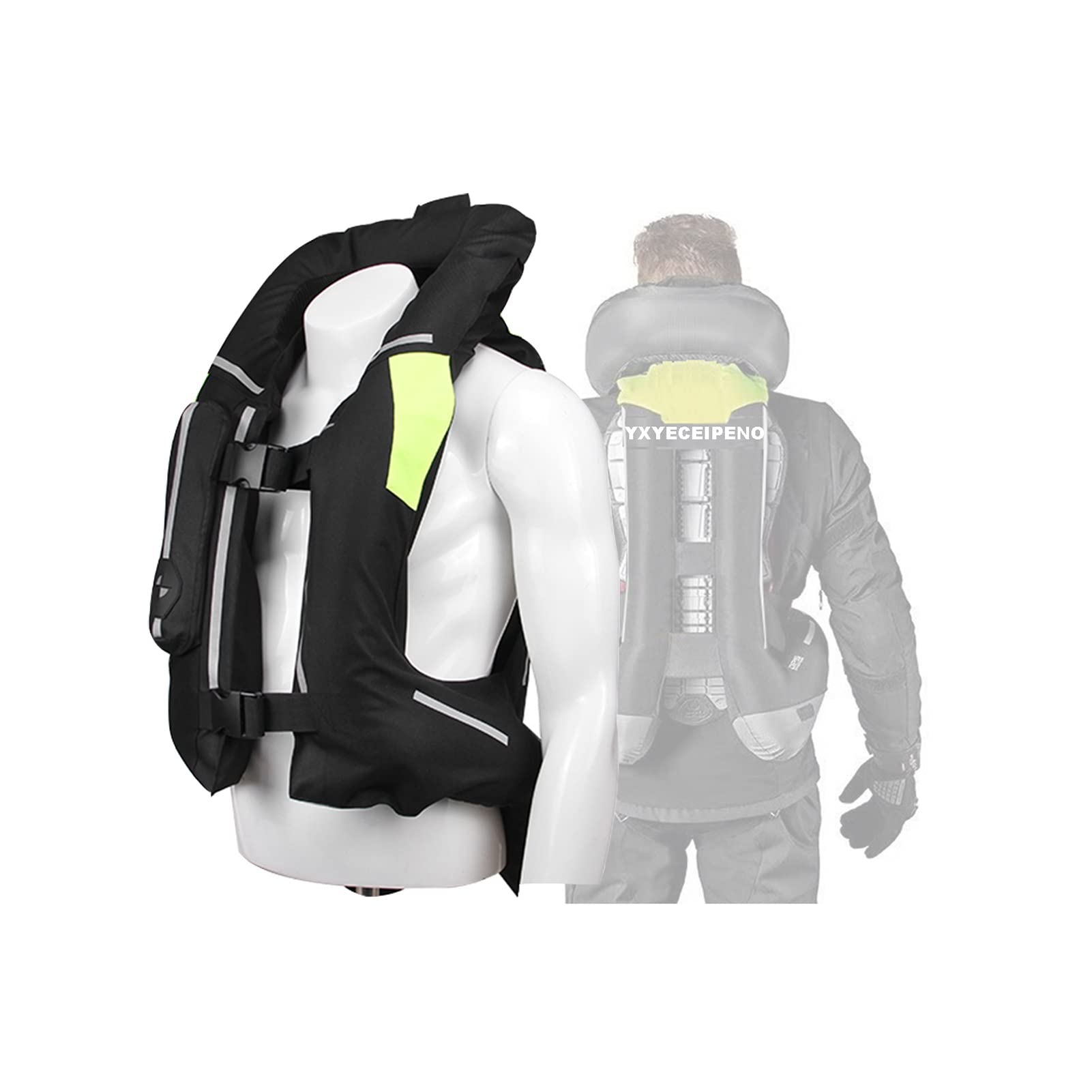 Alta Visibilidad, Chaleco De Airbag De La Motocicleta. Chaleco De Airbag Con Forro Trasero Desmontable Adecuado for Motocicletas Al Aire Libre, Bicicletas, Equitación, Etc.