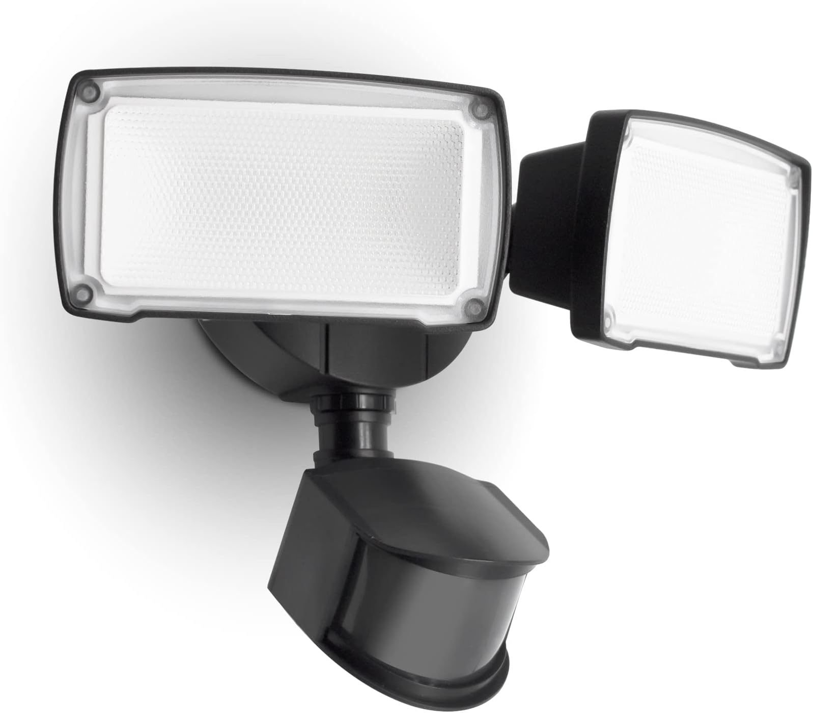 32W 3000 Lumen LED Motion Activated Integrated Dual-Head Floodlight Outdoor with Motion Sensor, 5000K Daylight, Dusk to Dawn, Exterior Security Wall Light for Patio, Garden, Yard-Black