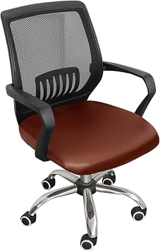 OWOW Pu Leather Chair Covers Office Chair Cover, Anti-Dust Washable Rotate Chair Protective Cover Removable Stretchable, Desk Chair Seat Protector for Rotating Chair,Orange