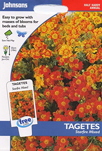 Johnsons Seeds - Pictorial Pack - Flower - Tagetes Starfire Mixed - 150 Seeds