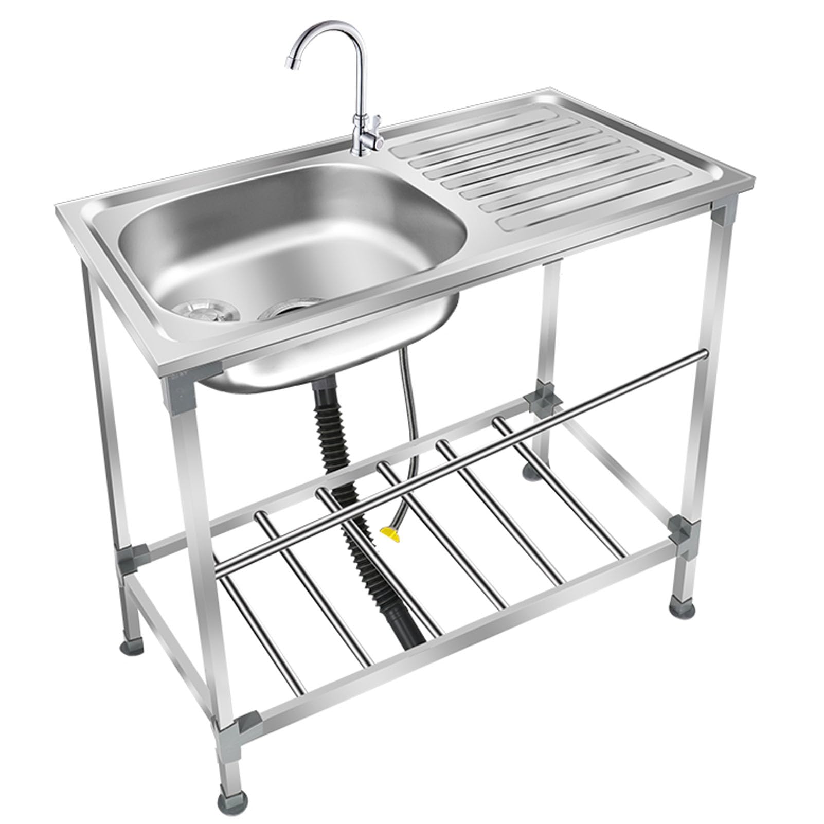 ZQFHSX Stainless Steel Kitchen Sink Free Standing， Freestanding Outdoor Portable Catering Wash Basin Handwash Station,