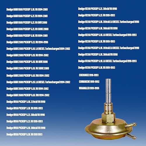 Miniatura 2 de CULMKARI Actuador de cambio de eje delantero 4WD Actuador de vacío para Dodge Ram 1500 2500 3500 Ramcharge, Cherokee Comanche Wrangler reemplaza