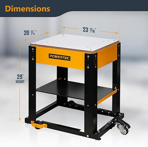 Miniatura 2 de POWERTEC Soporte de herramientas con ruedas, ruedas y tablero de mesa de MDF de melamina, soporte para herramientas eléctricas para sierra