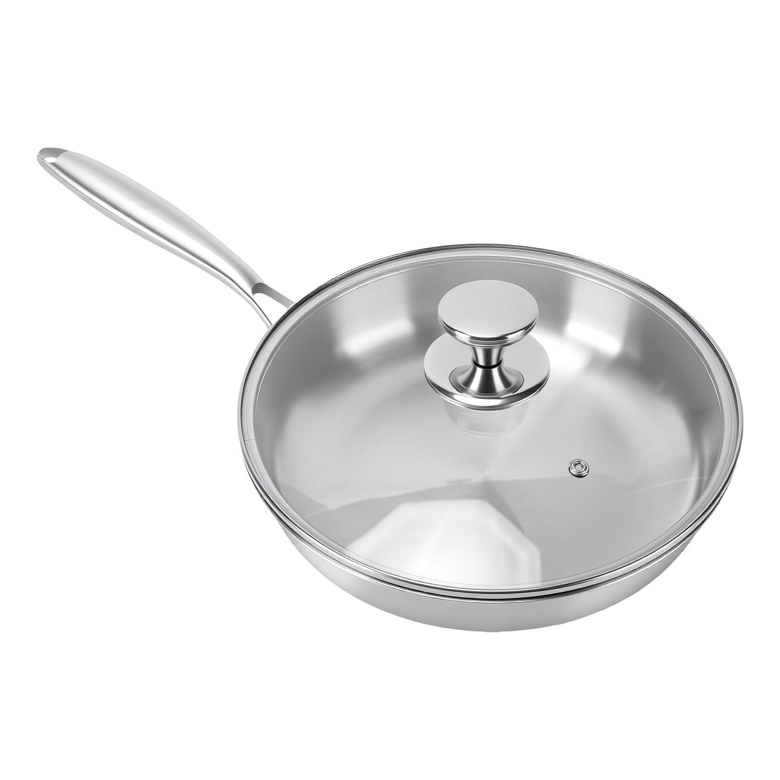 Sartén de Acero Inoxidable de 28 Cm con Tapa, 3 Capas