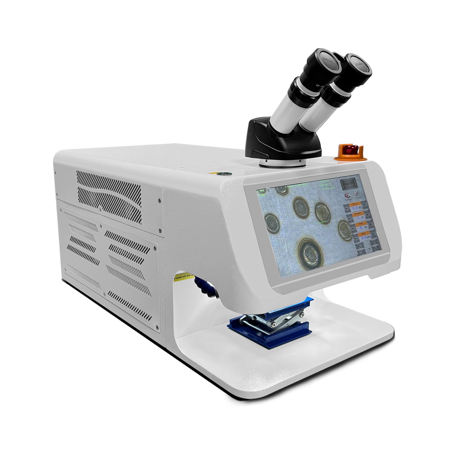 200W Soldador Láser de Pulsos para Joyería, Pantalla Táctil 27.4 cm con Zoom 25X, Máquina de Soldadura Láser para Oro Plata Platino, para Reparación de Anillos y Cadenas con Microscopio y CCD, CE,220V