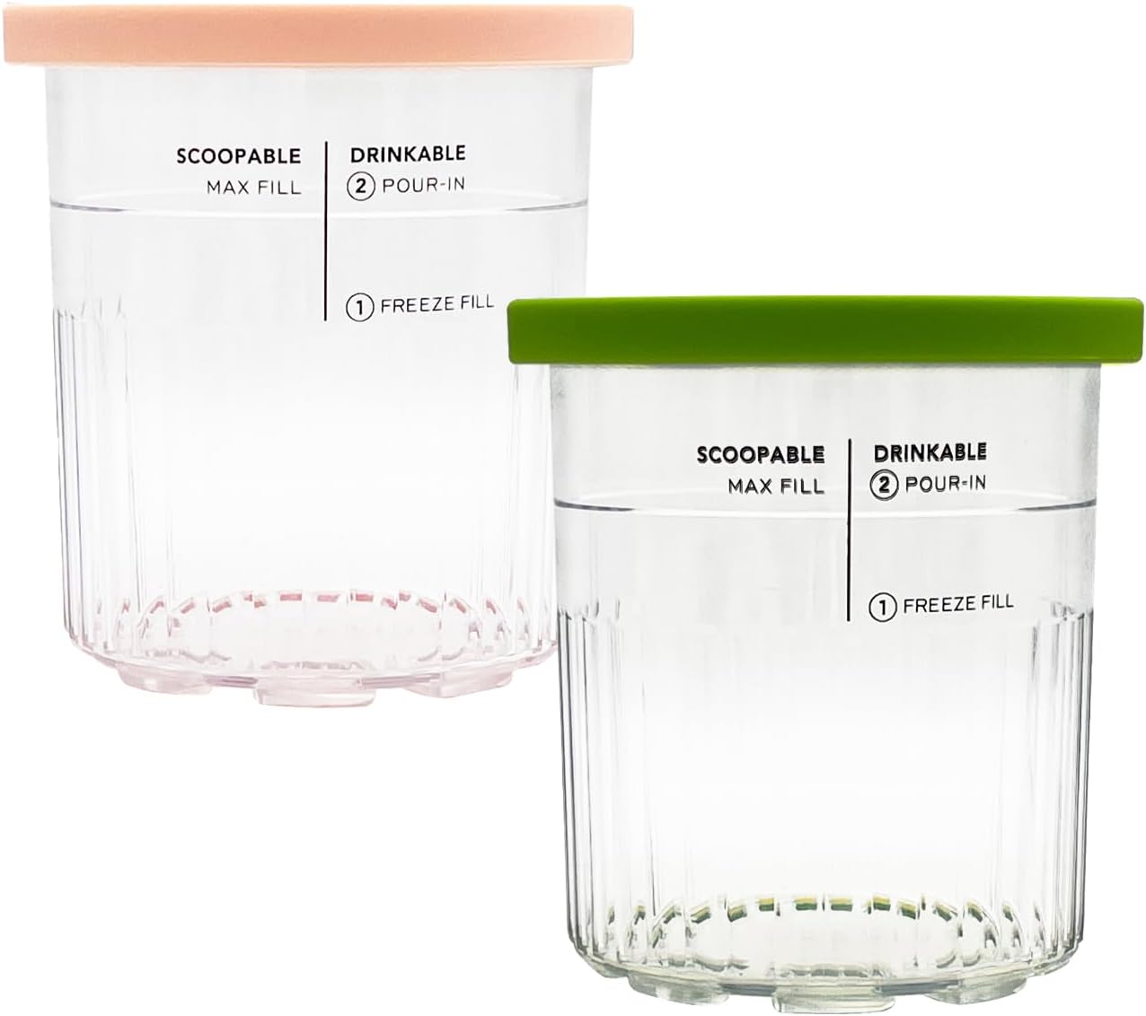 joystar Ice Creami Deluxe Pints 2 Pack, Compatible with Ninja NC500 NC501 Series Creami Deluxe Ice Cream Makers, Genuine Ninja Pint, Color Lids (24oz pints NC500, Green/pink)
