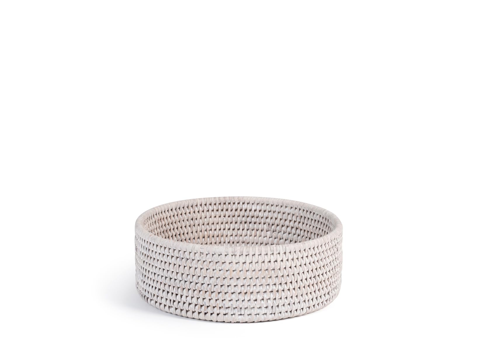 H&H White Rattan Basket, 22 x H7 cm