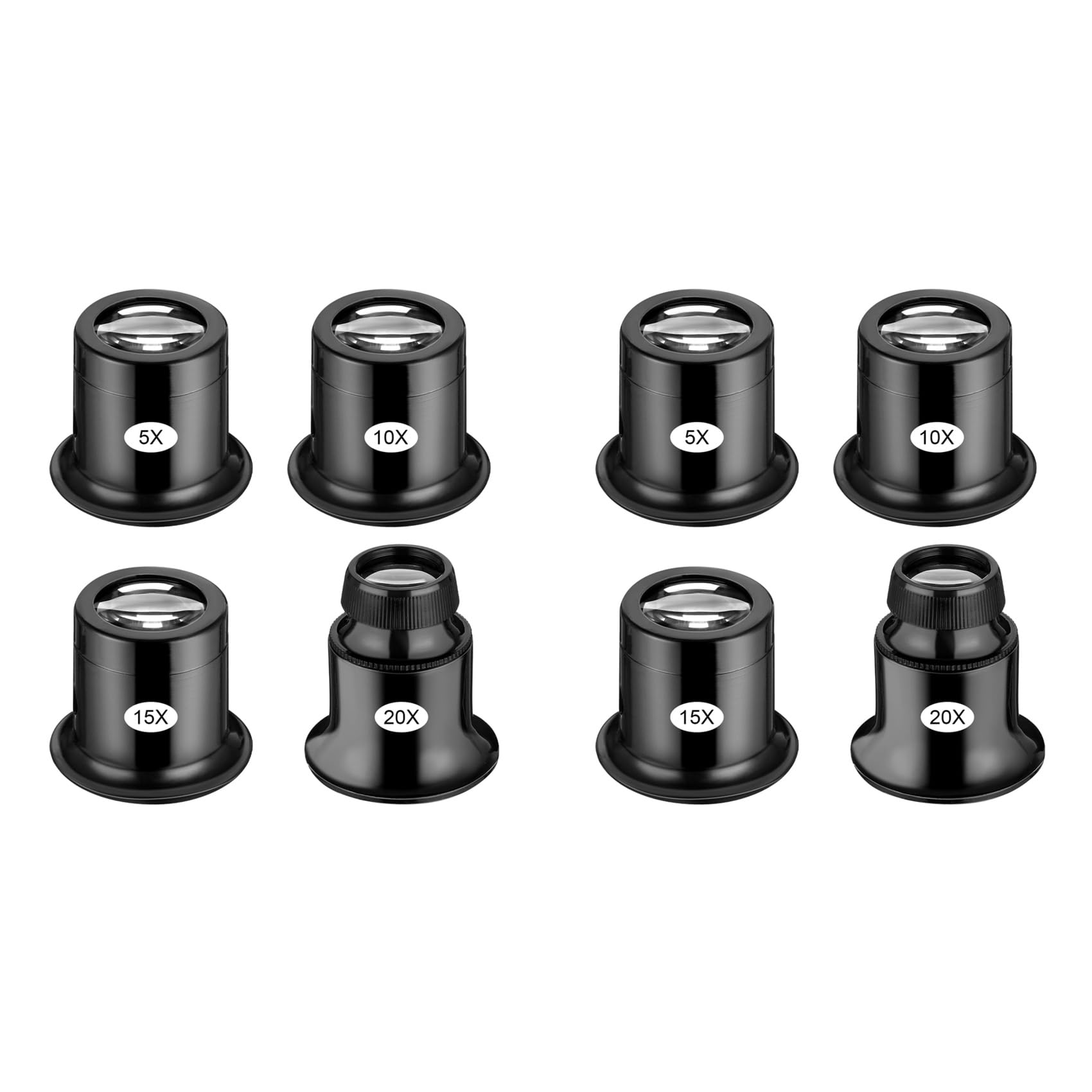 Onchdbfhuu 8 Pcs Jewelers Loupe 5X/10X/15X/20X Magnifier Portable Handheld Magnifier Dome Optics Lens Loupes Magnifying Glass