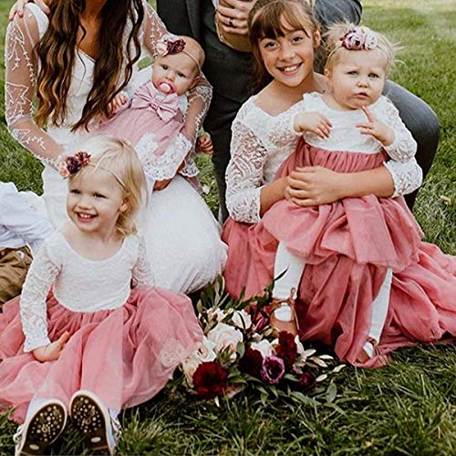 Image of Topmaker Flower Girl Dress for Toddler Baby Girls,Lace Tulle Dress for Wedding,Birthday Party,Photoshoot,Special Occasion