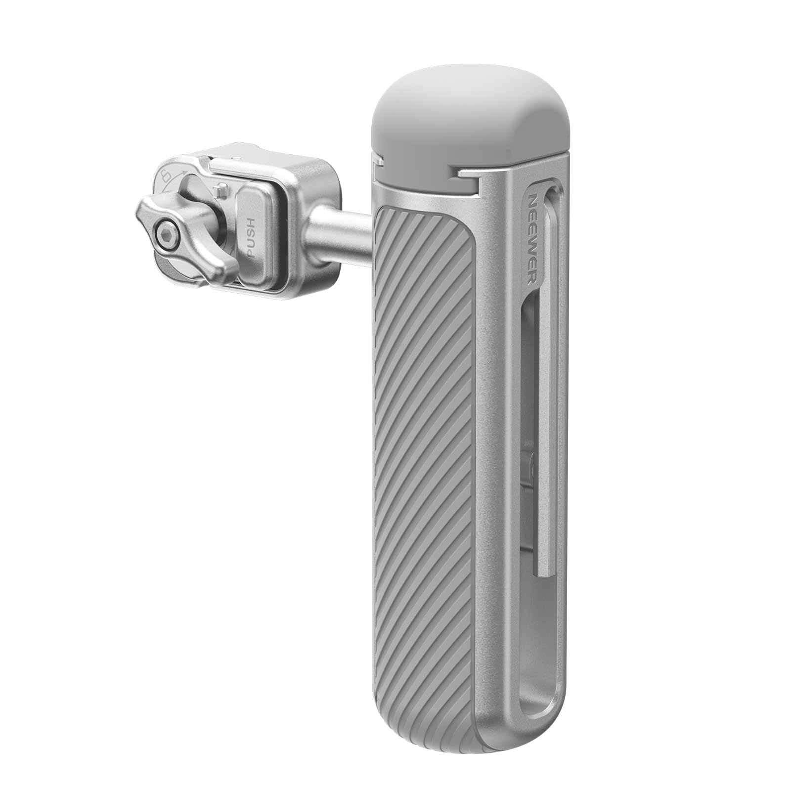 NEEWER Quick Release Side Handle with Anti Off Cold Shoe, 360° Rotation, Nonslip Grid, Compatible with iPhone 16 Pro 16 Pro Max S25 Ultra Phone Cage Accessories, Silver + Gray, PA045