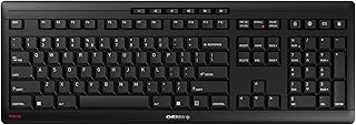 CHERRY STREAM KEYBOARD TKL, International layout, QWERTY keyboard, wired keyboard, Blue Angel, SX scissor mechanism, whisper-quiet keystroke, black