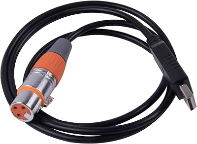 USB to DMX Interface Adapter LED DMX512 Studio Computer PC Stage Lighting Controller Dimmer FTDI RS485 3PIN XLR Serial Converter Cord Support Win10 (16ft, Black USB Shell)